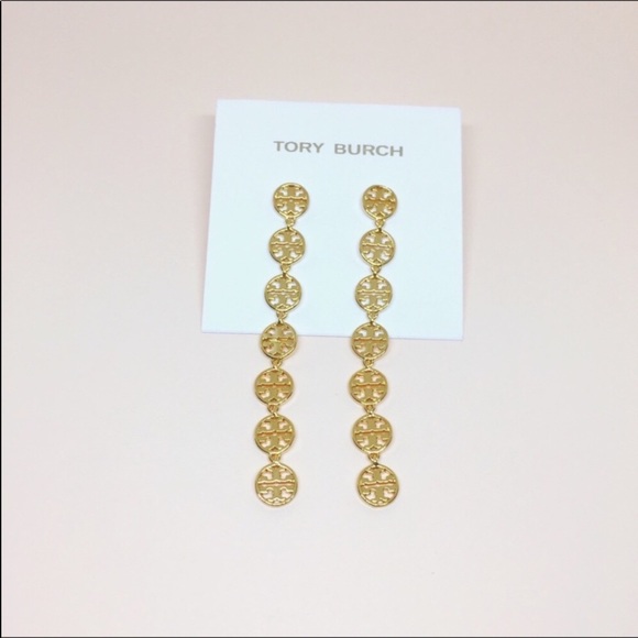 NWT Tory Burch Mini Logo Long Earrings - Picture 5 of 8